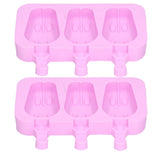 2Pcs 3 Grid Silicone Ice Cream Mold with Lid Rabbit Shaped Mold for Summer Home Kitchen - Close-Up Angle