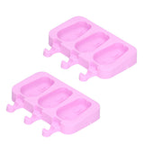 2Pcs 3 Grid Silicone Ice Cream Mold with Lid Rabbit Shaped Mold for Summer Home Kitchen