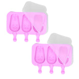 2Pcs 3 Grid Silicone Ice Cream Mold with Lid Rabbit Shaped Mold for Summer Home Kitchen - Extra Image