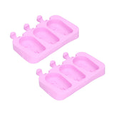 2Pcs 3 Grid Silicone Ice Cream Mold with Lid Rabbit Shaped Mold for Summer Home Kitchen