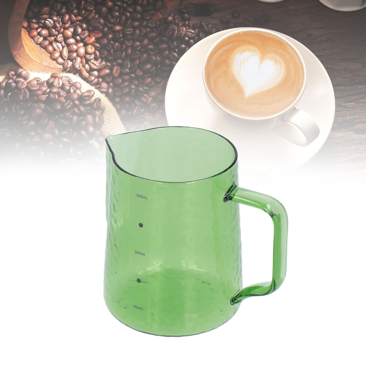 500ml Milk Frothing Pitcher Multipurpose Borosilicate Glass Milk Jug for Coffee Milk BeverageGreen