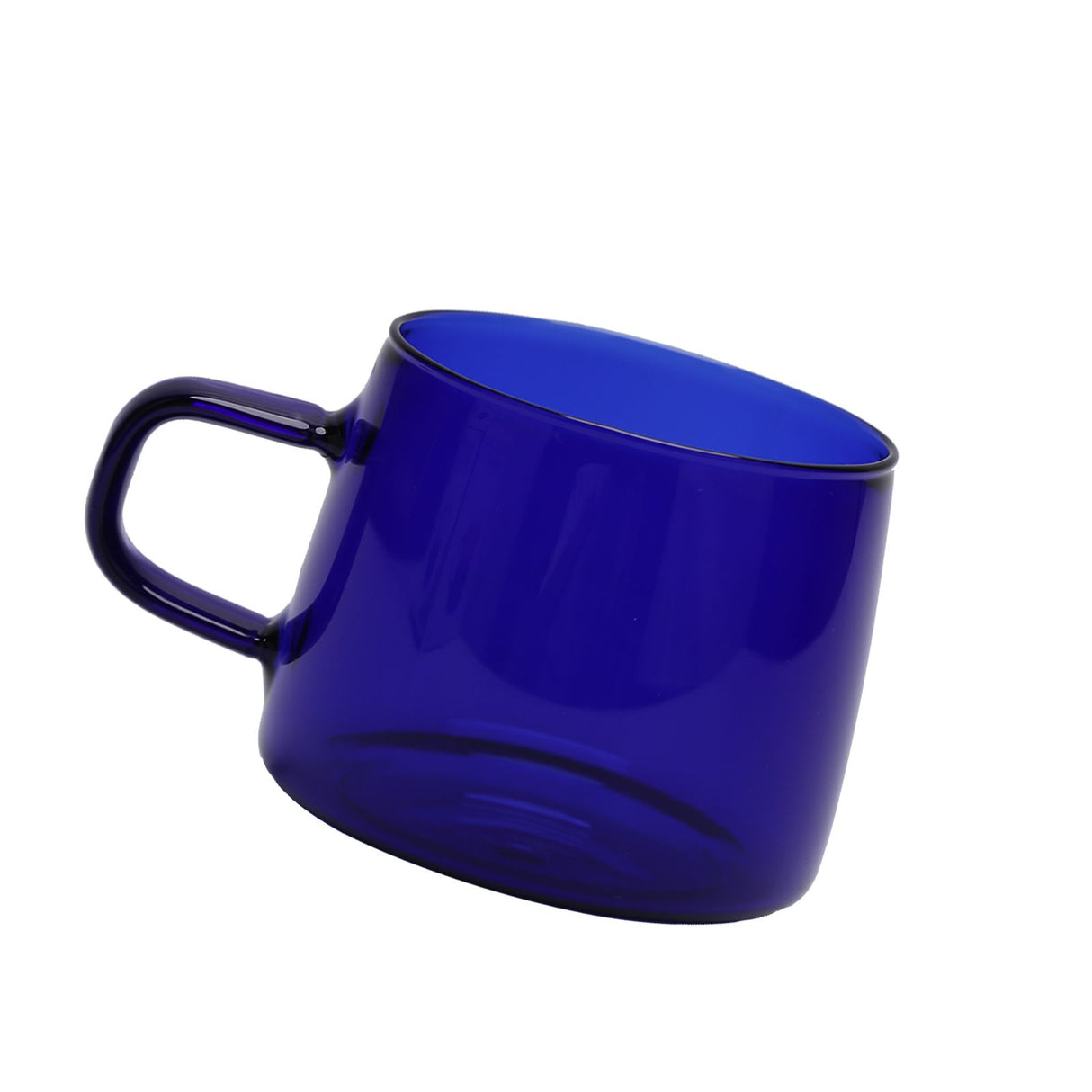 350ml Glass Coffee Cup Crystal Coffee Mug with Handle High Temperature Resistance for Home and CafeBlue