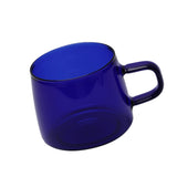 350ml Glass Coffee Cup Crystal Coffee Mug with Handle High Temperature Resistance for Home and CafeBlue