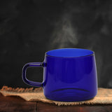 350ml Glass Coffee Cup Crystal Coffee Mug with Handle High Temperature Resistance for Home and CafeBlue - Extra Image