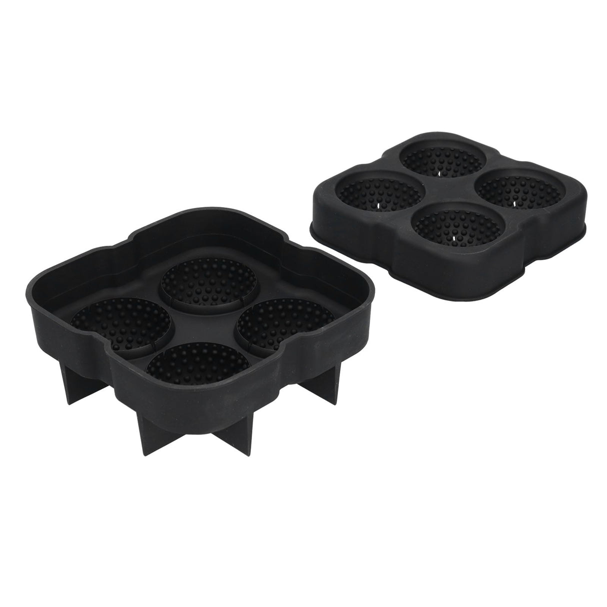 4 Grids Ice Ball Mold Reusable Food Grade Silicone Ice Ball Maker Tray Home Kitchen Utensils Black