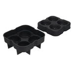 4 Grids Ice Ball Mold Reusable Food Grade Silicone Ice Ball Maker Tray Home Kitchen Utensils Black