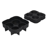 4 Grids Ice Ball Mold Reusable Food Grade Silicone Ice Ball Maker Tray Home Kitchen Utensils Black - Front View