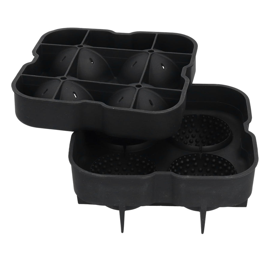 4 Grids Ice Ball Mold Reusable Food Grade Silicone Ice Ball Maker Tray Home Kitchen Utensils Black