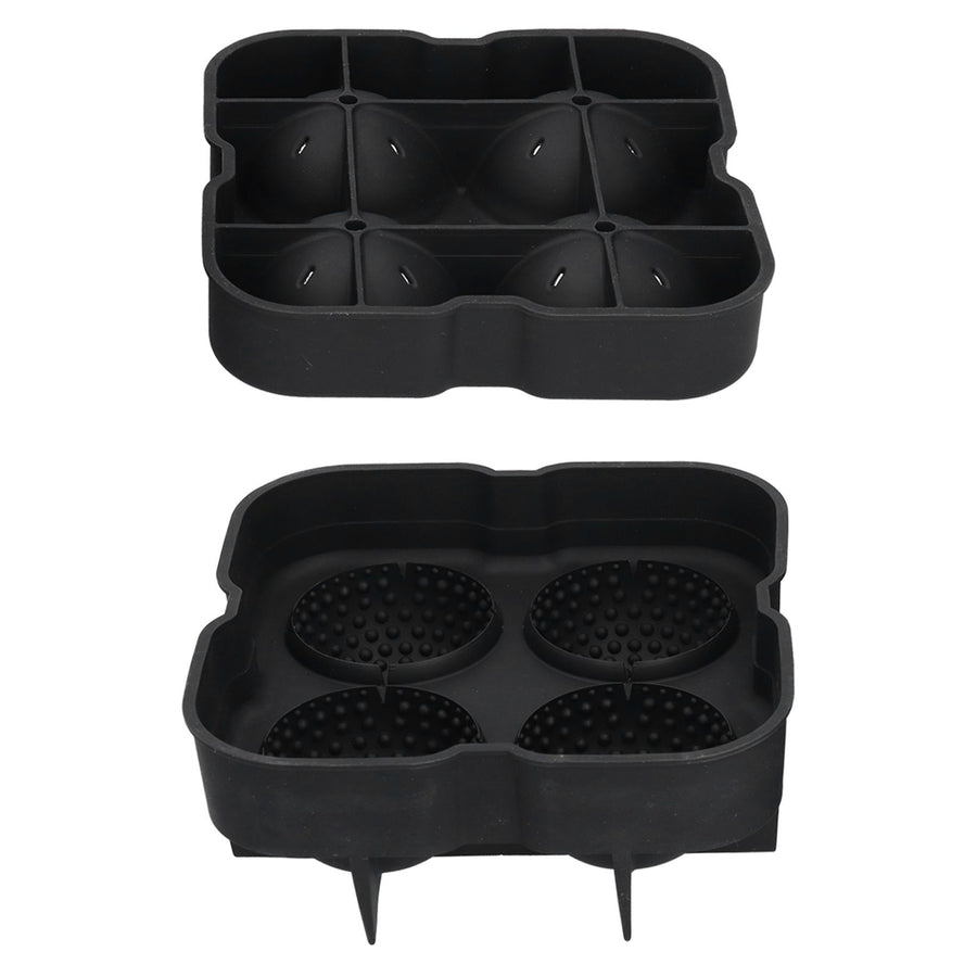 4 Grids Ice Ball Mold Reusable Food Grade Silicone Ice Ball Maker Tray Home Kitchen Utensils Black
