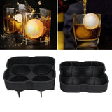4 Grids Ice Ball Mold Reusable Food Grade Silicone Ice Ball Maker Tray Home Kitchen Utensils Black