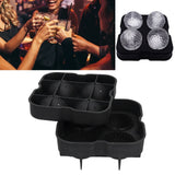 4 Grids Ice Ball Mold Reusable Food Grade Silicone Ice Ball Maker Tray Home Kitchen Utensils Black