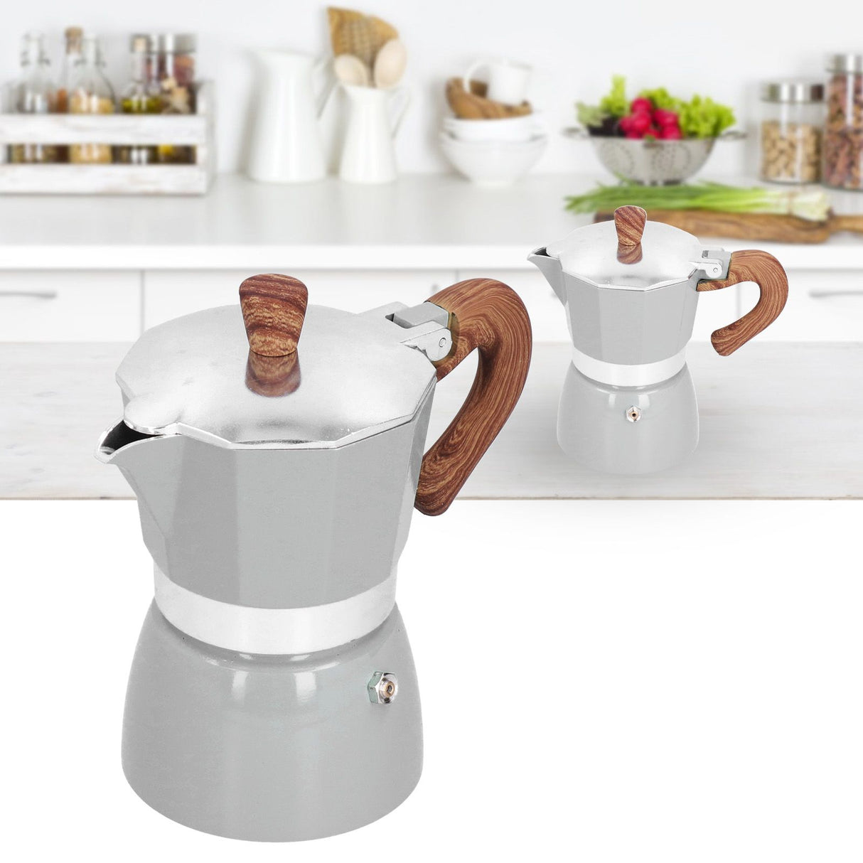 150ML Practical Aluminum Coffee Maker Octagonal Moka Coffee Pot for Home Office Kitchen ApplianceSilver