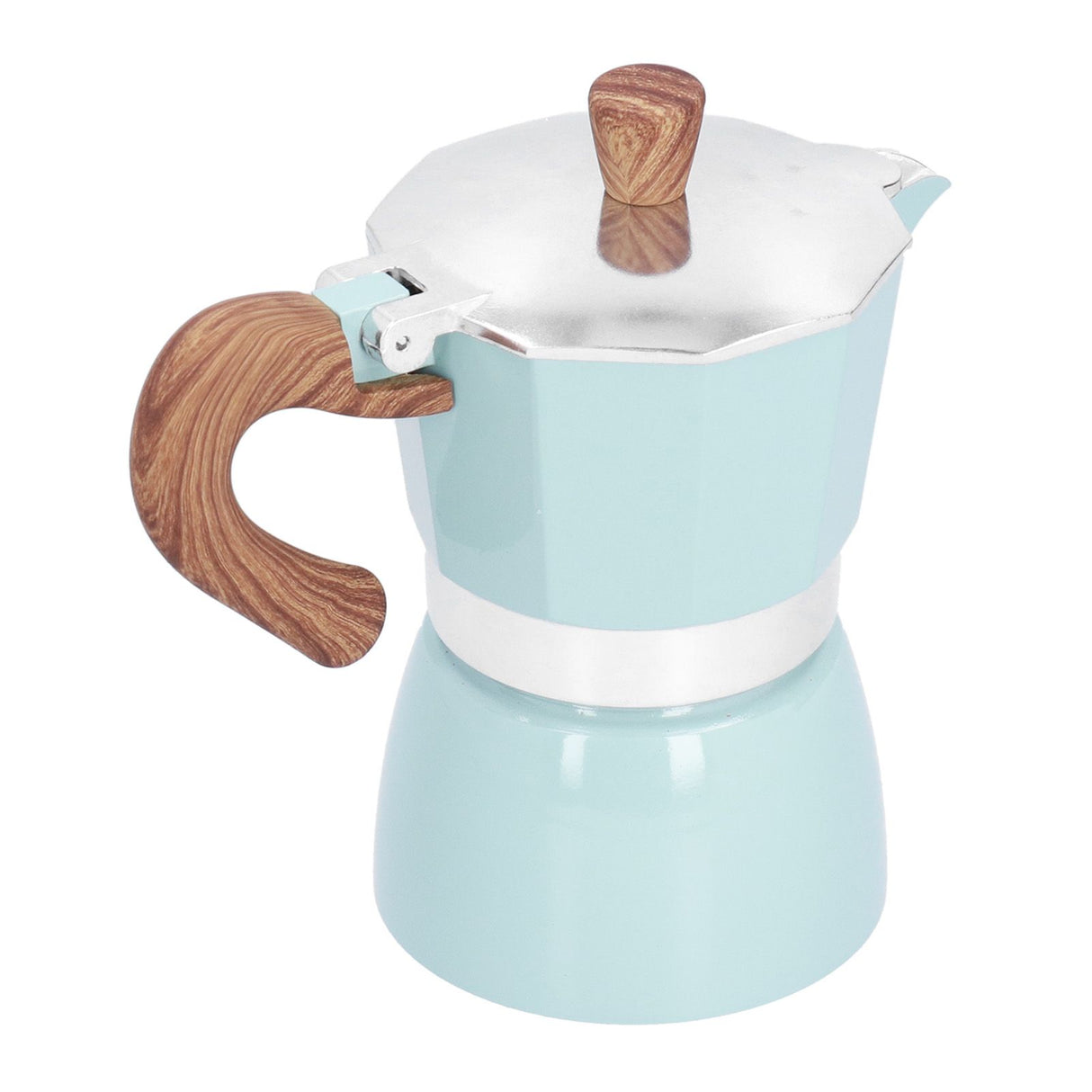 150ML Practical Aluminum Coffee Maker Octagonal Moka Coffee Pot for Home Office Kitchen ApplianceLake Blue