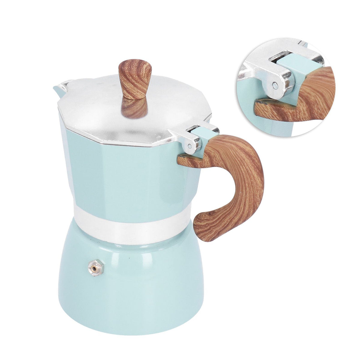 150ML Practical Aluminum Coffee Maker Octagonal Moka Coffee Pot for Home Office Kitchen ApplianceLake Blue