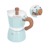 150ML Practical Aluminum Coffee Maker Octagonal Moka Coffee Pot for Home Office Kitchen ApplianceLake Blue - Side View