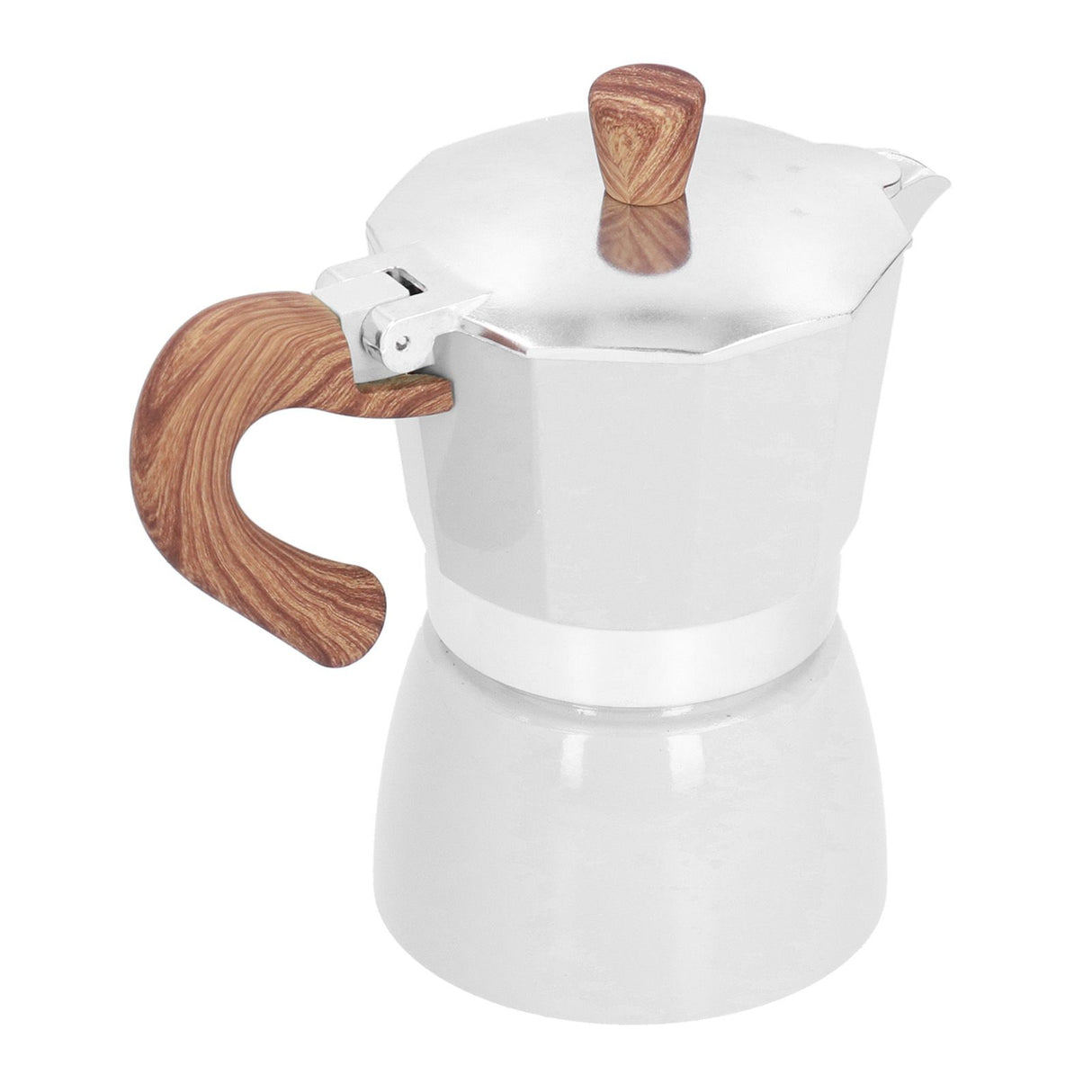 150ML Practical Aluminum Coffee Maker Octagonal Moka Coffee Pot for Home Office Kitchen ApplianceMilky White