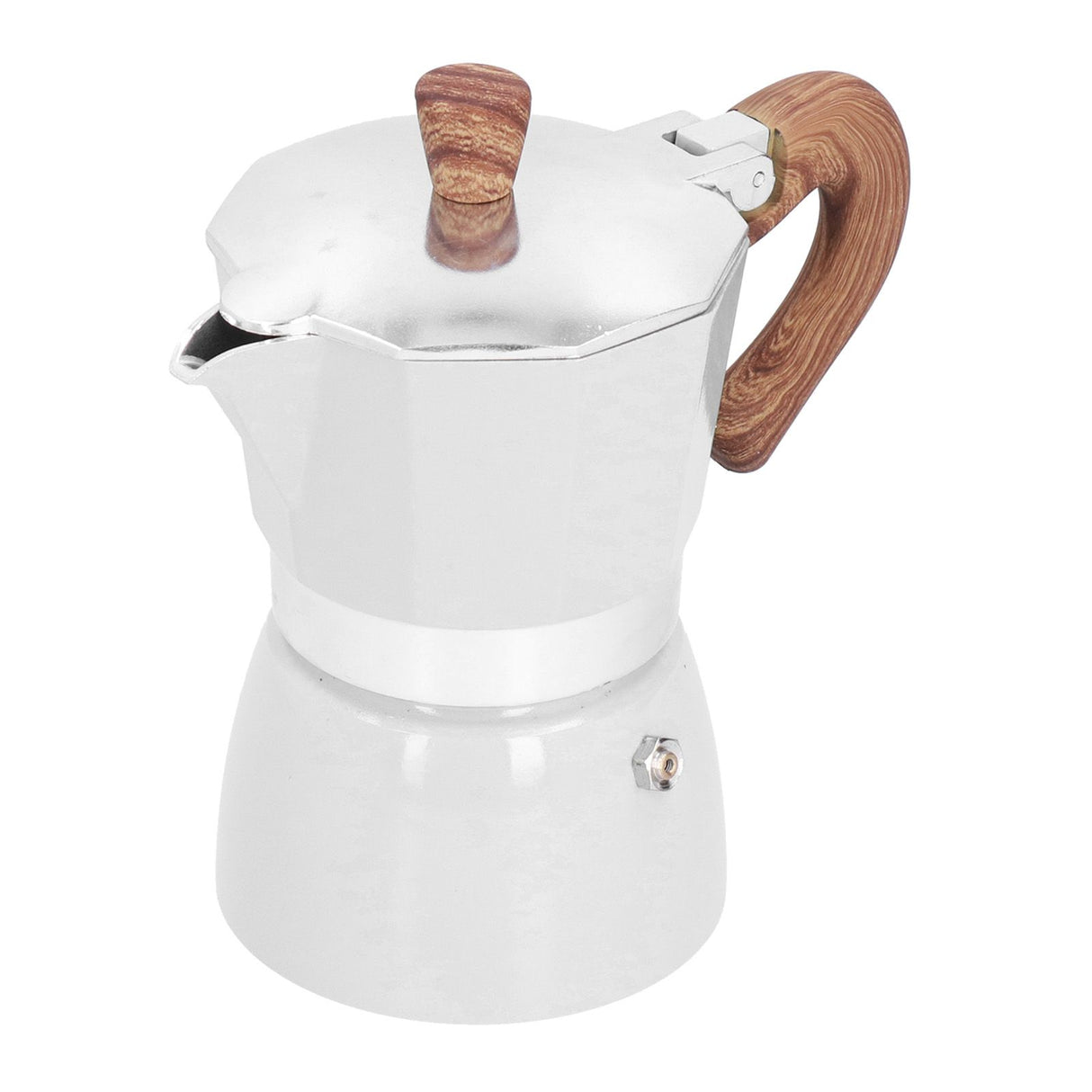 150ML Practical Aluminum Coffee Maker Octagonal Moka Coffee Pot for Home Office Kitchen ApplianceMilky White