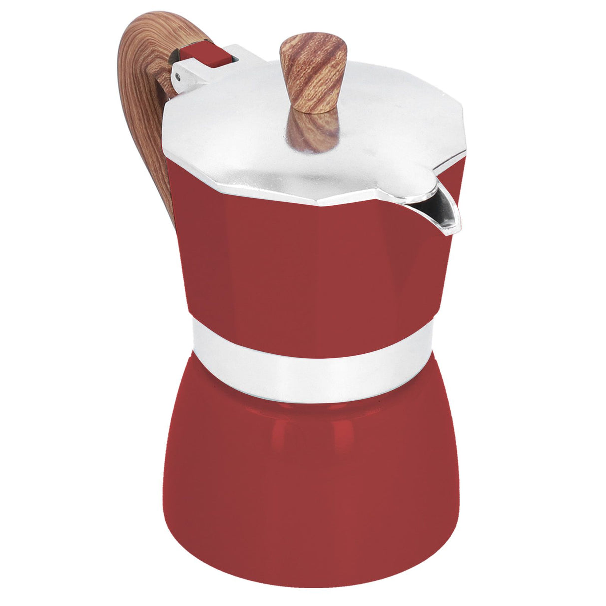 150ML Practical Aluminum Coffee Maker Octagonal Moka Coffee Pot for Home Office Kitchen ApplianceRed