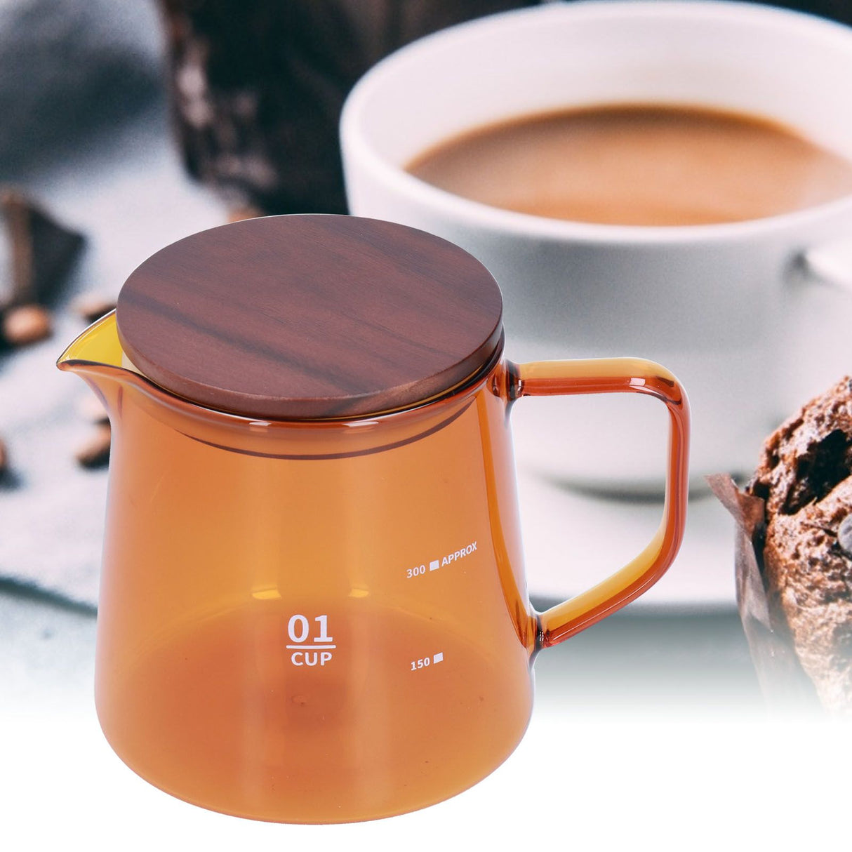 Tea Cup Borosilicate Glass 300ml 11.9oz Heat Resistant Household Coffee Mug Water Container with LidBrown