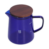 500ml Heat Resistant Coffee Server with Wooden Lid Household Tea Kettle for Home OfficeBlue - Front View