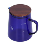 500ml Heat Resistant Coffee Server with Wooden Lid Household Tea Kettle for Home OfficeBlue