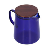 500ml Heat Resistant Coffee Server with Wooden Lid Household Tea Kettle for Home OfficeBlue - Top-Down View
