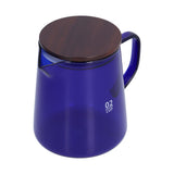 500ml Heat Resistant Coffee Server with Wooden Lid Household Tea Kettle for Home OfficeBlue - 45-Degree Angle