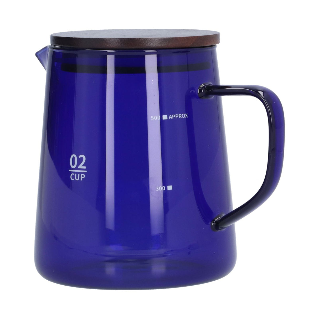 500ml Heat Resistant Coffee Server with Wooden Lid Household Tea Kettle for Home OfficeBlue