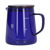 500ml Heat Resistant Coffee Server with Wooden Lid Household Tea Kettle for Home OfficeBlue - Rear View