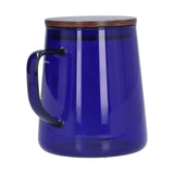 500ml Heat Resistant Coffee Server with Wooden Lid Household Tea Kettle for Home OfficeBlue - Close-Up Angle