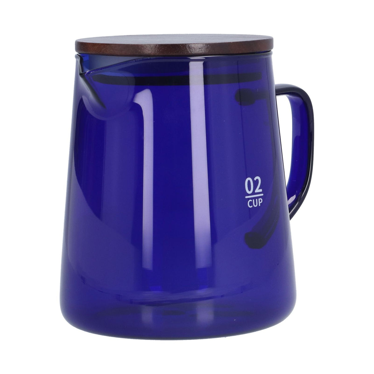 500ml Heat Resistant Coffee Server with Wooden Lid Household Tea Kettle for Home OfficeBlue