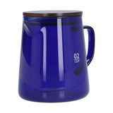 500ml Heat Resistant Coffee Server with Wooden Lid Household Tea Kettle for Home OfficeBlue - Low Angle