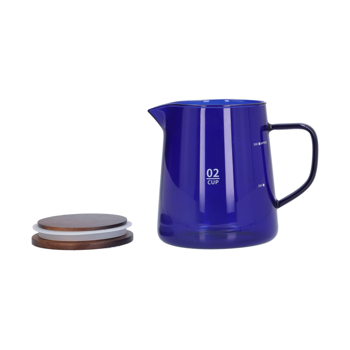 500ml Heat Resistant Coffee Server with Wooden Lid Household Tea Kettle for Home OfficeBlue