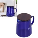 500ml Heat Resistant Coffee Server with Wooden Lid Household Tea Kettle for Home OfficeBlue