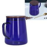500ml Heat Resistant Coffee Server with Wooden Lid Household Tea Kettle for Home OfficeBlue - Extra Image