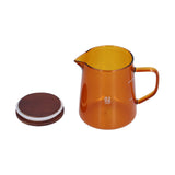 500ml Heat Resistant Coffee Server with Wooden Lid Household Tea Kettle for Home OfficeBrown - Front View