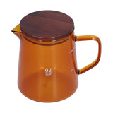 500ml Heat Resistant Coffee Server with Wooden Lid Household Tea Kettle for Home OfficeBrown - Side View