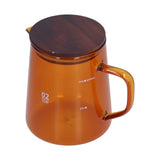 500ml Heat Resistant Coffee Server with Wooden Lid Household Tea Kettle for Home OfficeBrown