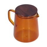 500ml Heat Resistant Coffee Server with Wooden Lid Household Tea Kettle for Home OfficeBrown - 45-Degree Angle