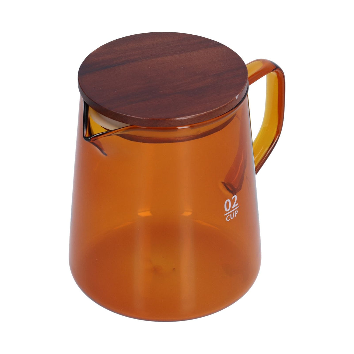 500ml Heat Resistant Coffee Server with Wooden Lid Household Tea Kettle for Home OfficeBrown