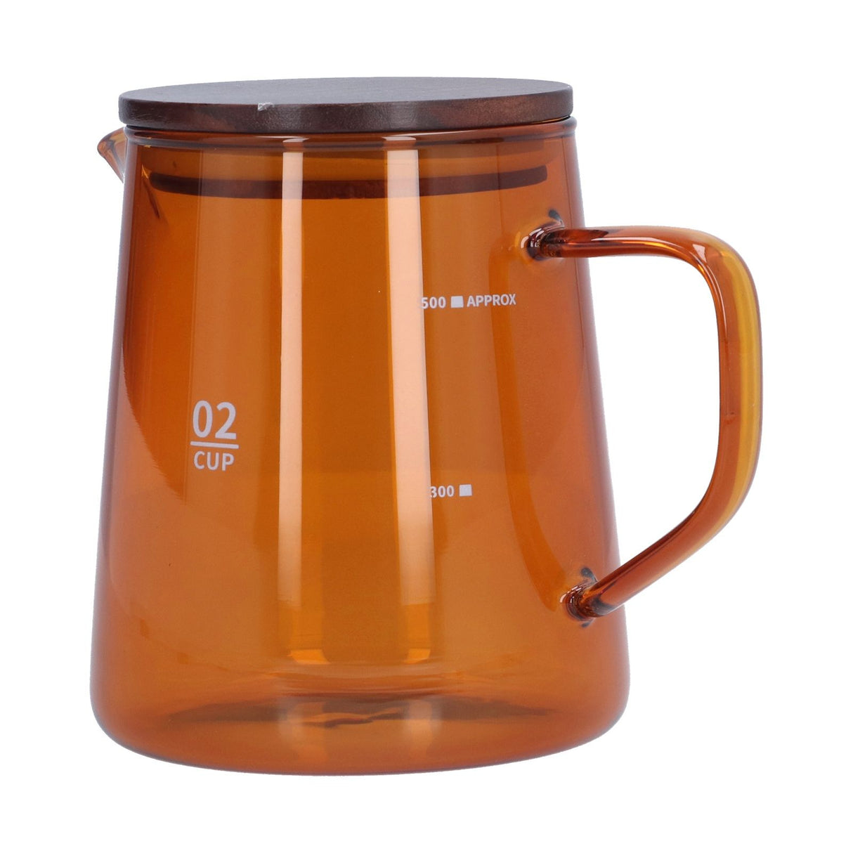 500ml Heat Resistant Coffee Server with Wooden Lid Household Tea Kettle for Home OfficeBrown