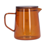 500ml Heat Resistant Coffee Server with Wooden Lid Household Tea Kettle for Home OfficeBrown
