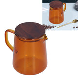 500ml Heat Resistant Coffee Server with Wooden Lid Household Tea Kettle for Home OfficeBrown - Extra Image