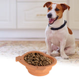 600ml Collapsible Dog Bowl Brown Durable Multifunctional Foldable Portable Dog Bowl for Hiking Camping
