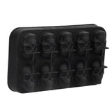 10 Grids Ice Cube Mold Silicone Black Professional Skull Ice Cube Mold for Halloween Home Bar - Rear View