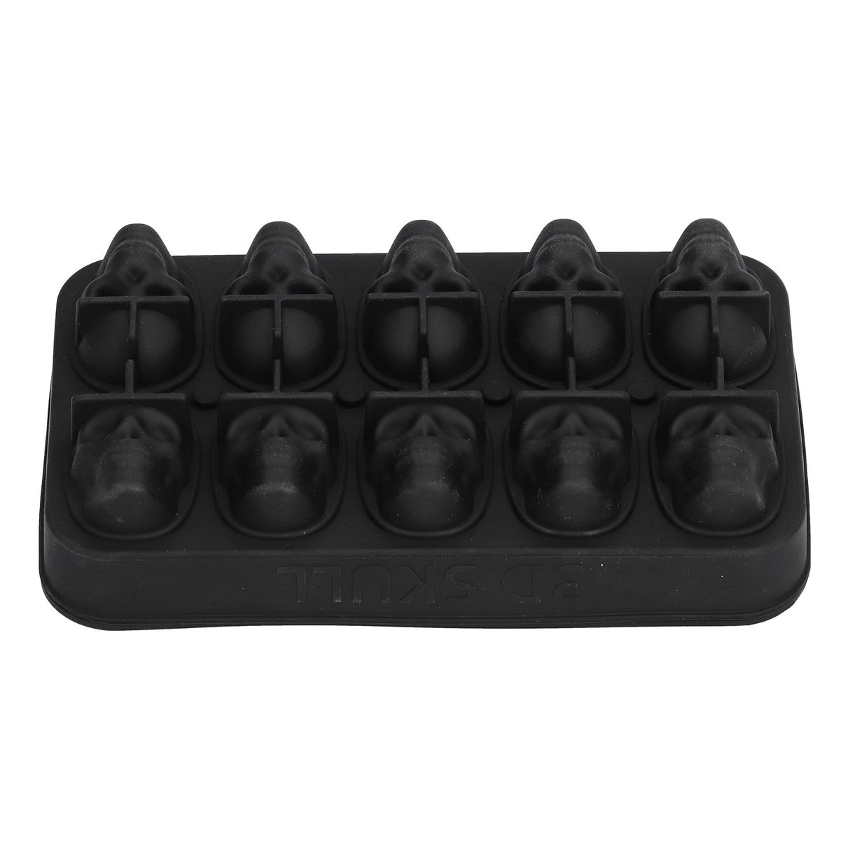 10 Grids Ice Cube Mold Silicone Black Professional Skull Ice Cube Mold for Halloween Home Bar