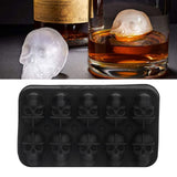 10 Grids Ice Cube Mold Silicone Black Professional Skull Ice Cube Mold for Halloween Home Bar - Extra Image