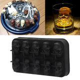 10 Grids Ice Cube Mold Silicone Black Professional Skull Ice Cube Mold for Halloween Home Bar