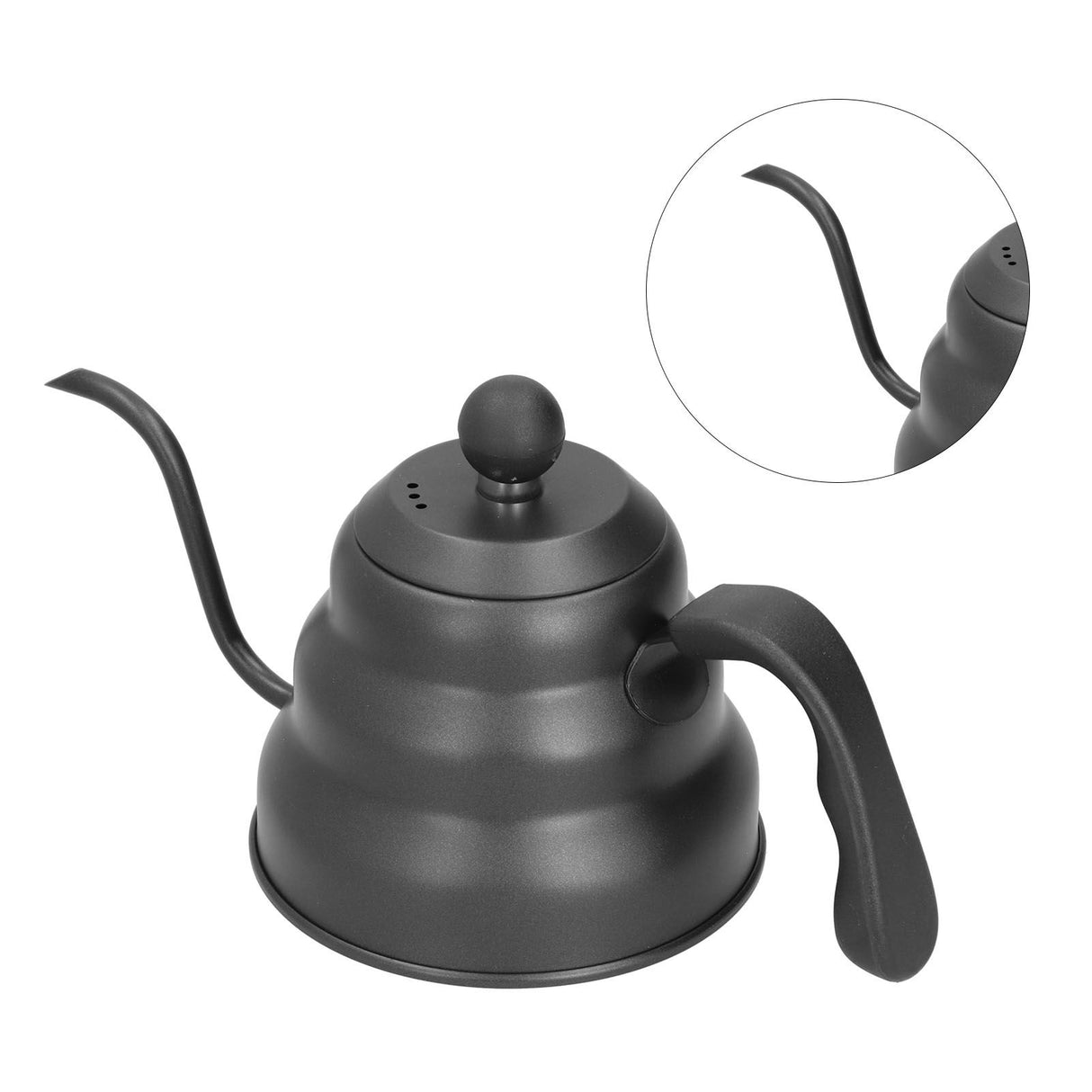 PTFE Stainless Steel Tea Pot Coffee Kettle Gooseneck Spout Pour Over Coffee Maker Drip Kettle Black1L