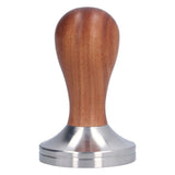 58mm Flat Base Coffee Tamper Manual Stainless Steel Coffee Powder Pressing Hammer with Wood Handle